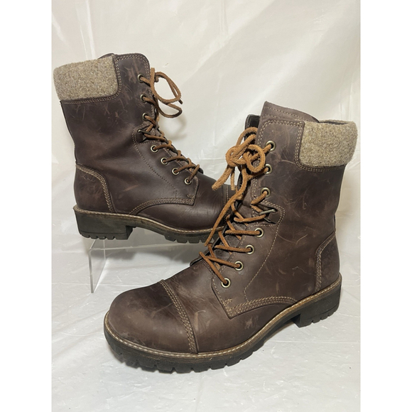 ECCO Elaine Leather Ankle Boots Brown Lug Sole Side Zip size 8.5 EU 39 - Picture 11 of 16